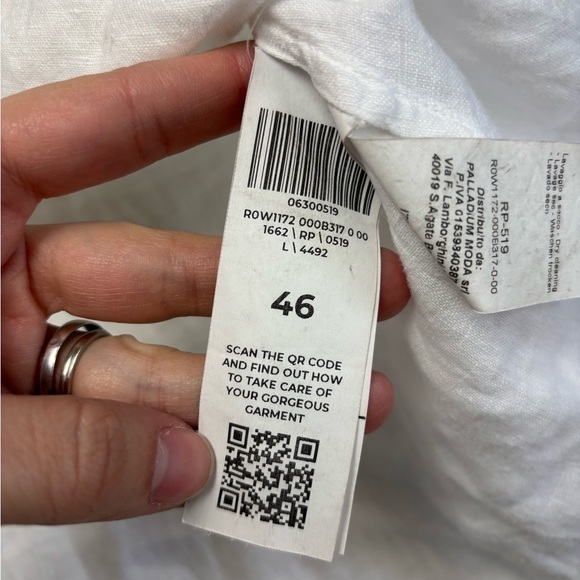 120% lino white linen button front shirt - Picture 3 of 9